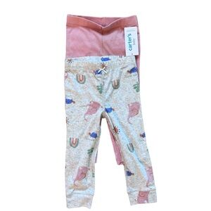 Carters baby girl set of two pants leggings pink rainbows 18 months